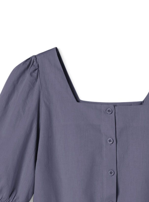 日本 GRL - 簡約法式方領泡泡袖上衣-天使白