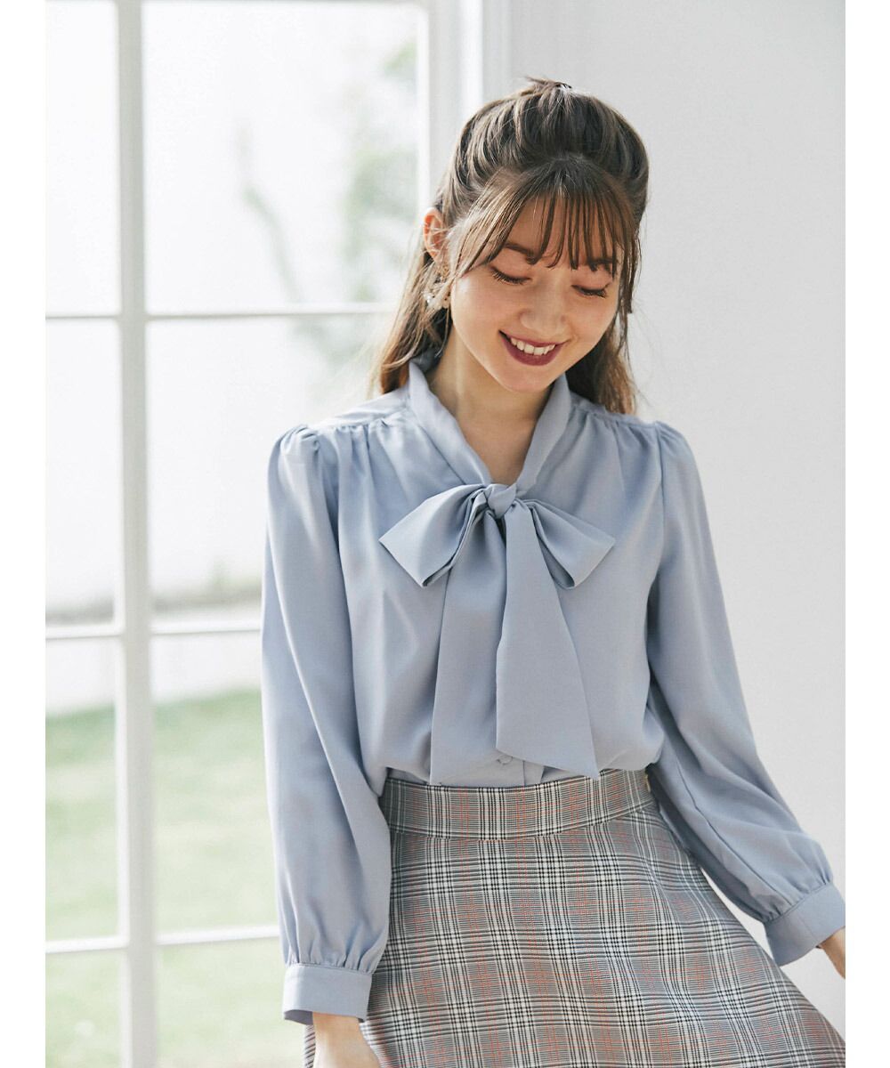 日本 tocco-closet - 蝴蝶紐結細針織上衣-天使白