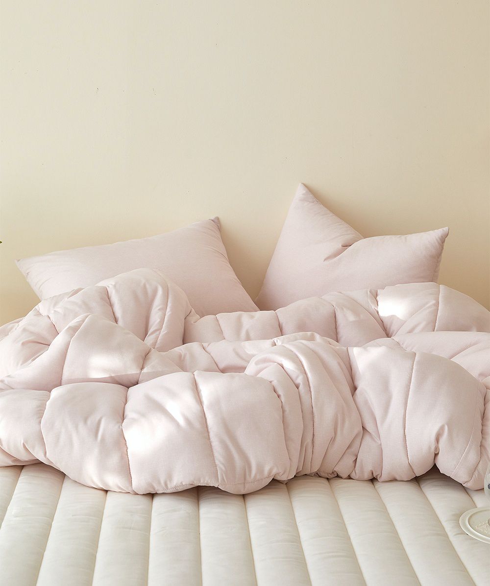 韓國 Maatila - 可水洗超細纖維桃皮感四季被-清爽粉