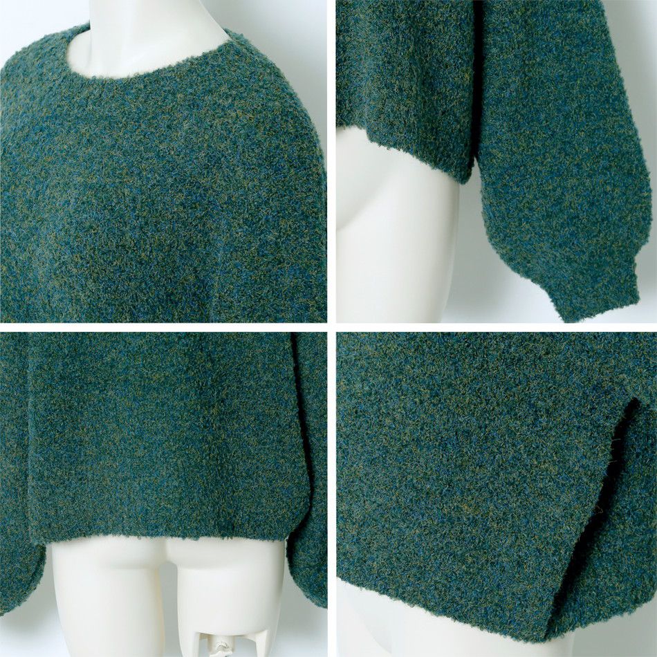 日本 Rejoule - 簡約混絨圓領短版毛衣-葡萄紫