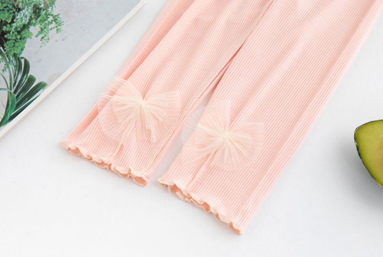 FANMOU - 莫代爾螺紋透氣七分內搭褲-扇貝蝴蝶結-灰色