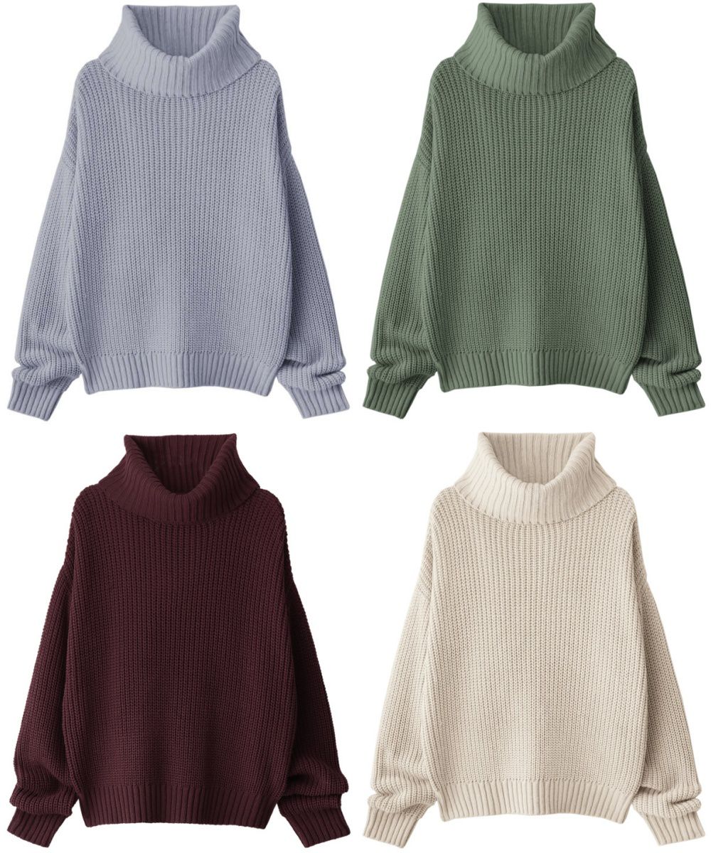 日本 GRL - 超寬鬆高領針織毛衣-深灰