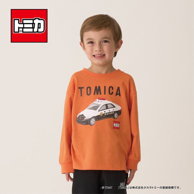 日本 b-ROOM - 限量聯名 印花長袖上衣-TOMICA救護車-灰藍色