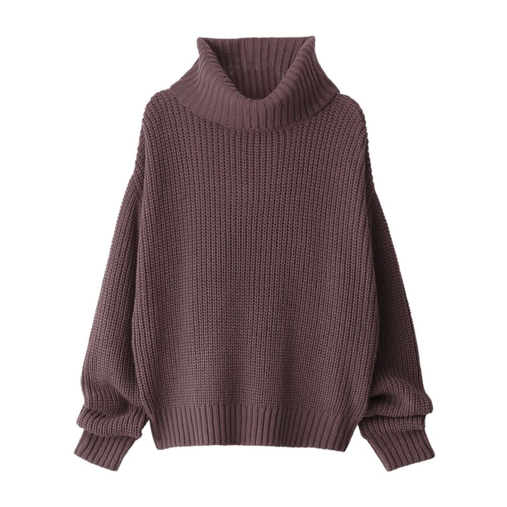 日本 GRL - 超寬鬆高領針織毛衣-摩卡棕