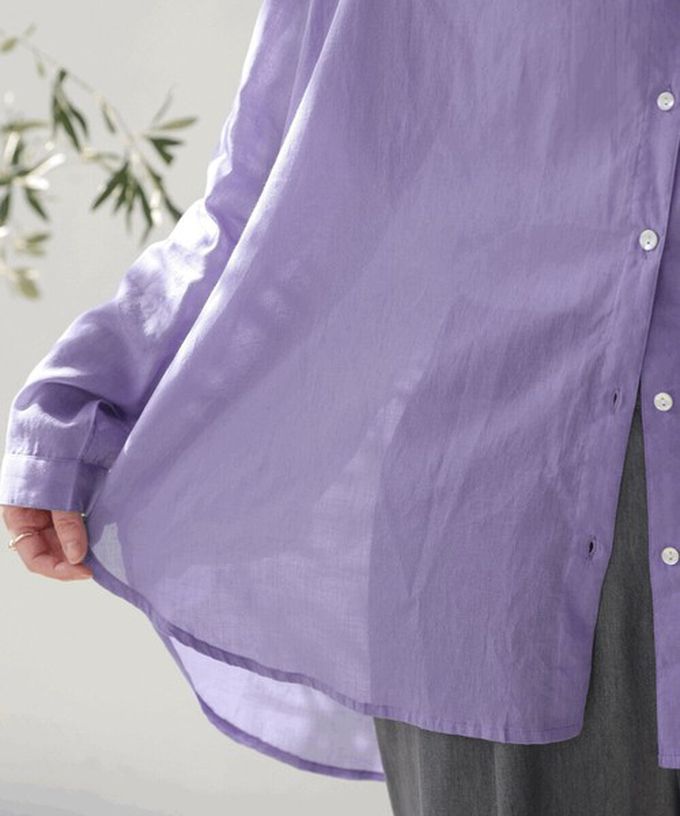 日本 Bab - 100%印度棉 柔軟輕盈寬版襯衫-薰衣草