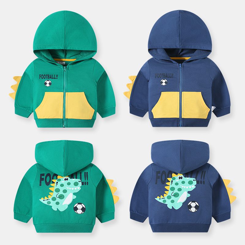 純棉立體造型連帽外套-足球-藍+黃