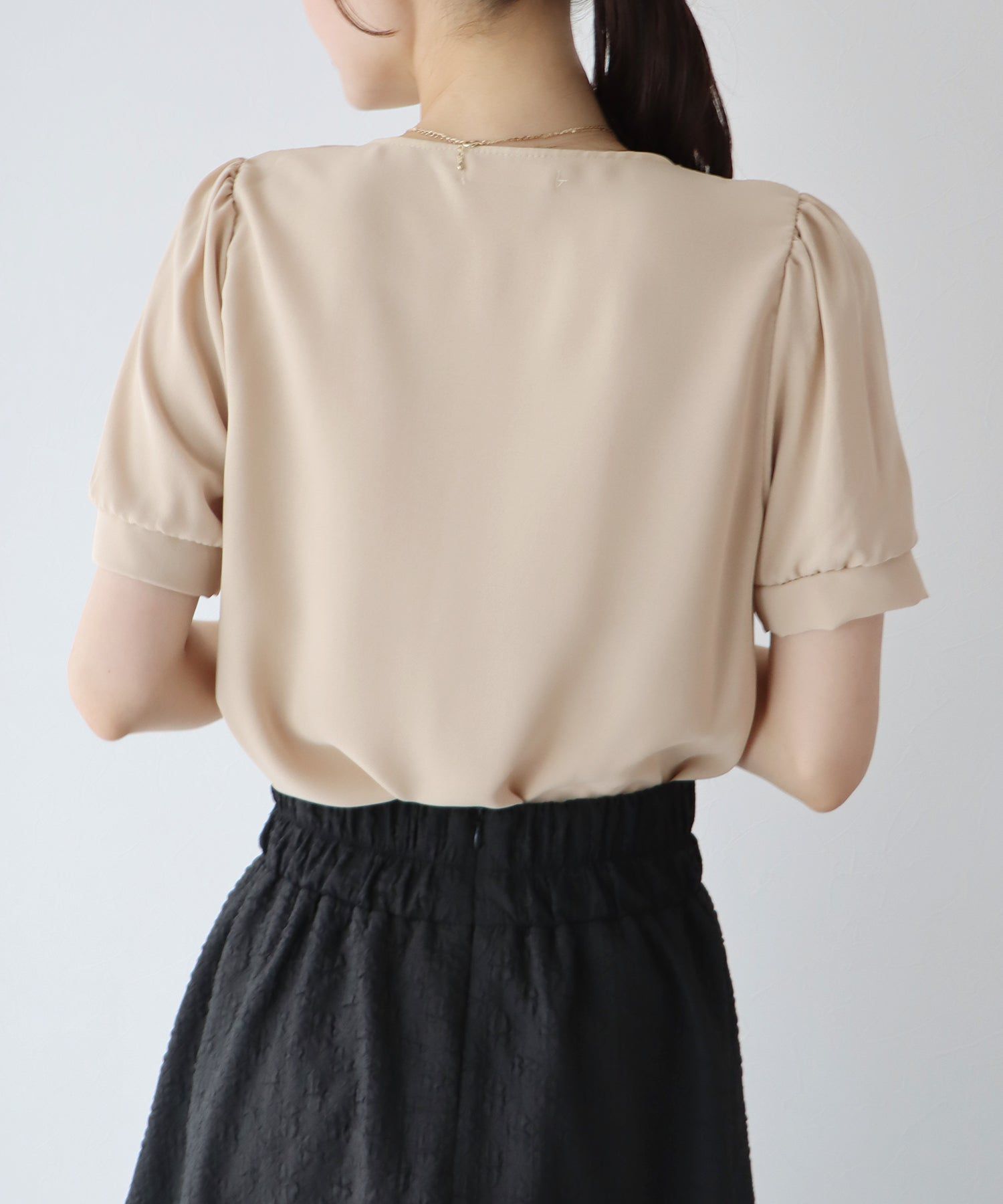 日本 BLUE EAST - 法式方領短袖珍珠釦襯衫-水藍