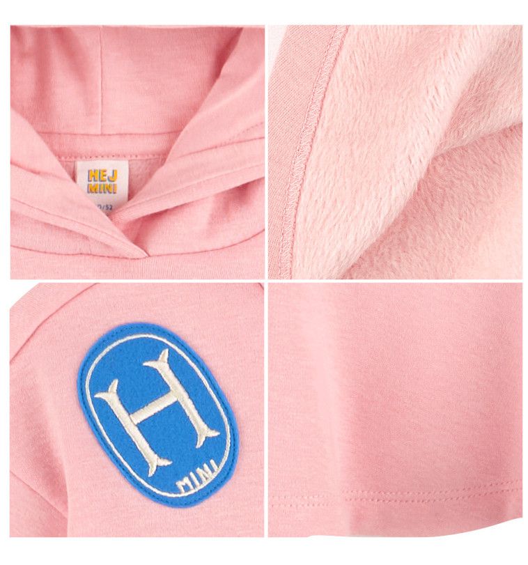 韓國 HEJMINI - (內刷毛)開心花朵泡泡袖連帽魚尾洋裝