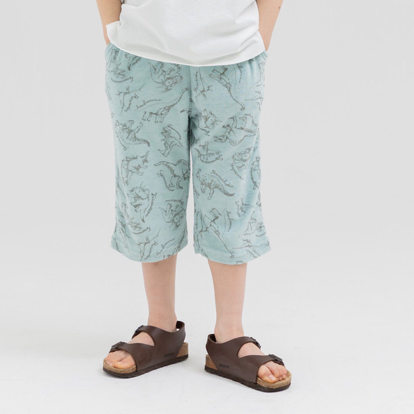 日本 Chil2 - 清爽起絨布寬版印花短褲-格子-黑白