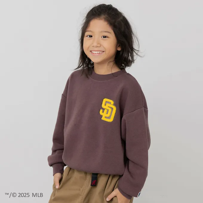 日本 Chil2 - MLB聯名 裏起毛立體刺繡大學長袖上衣-洛杉磯道奇-白