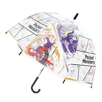 日本 J'S PLANNING - 小孩最愛印花透明直傘-密勒頓&故勒頓-黑 (55cm)