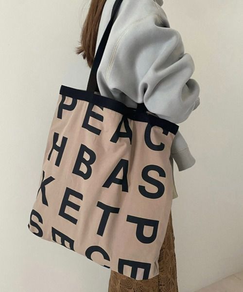 日本 Bou Jeloud - 大容量簡約字母肩背/手提托特袋-咖啡