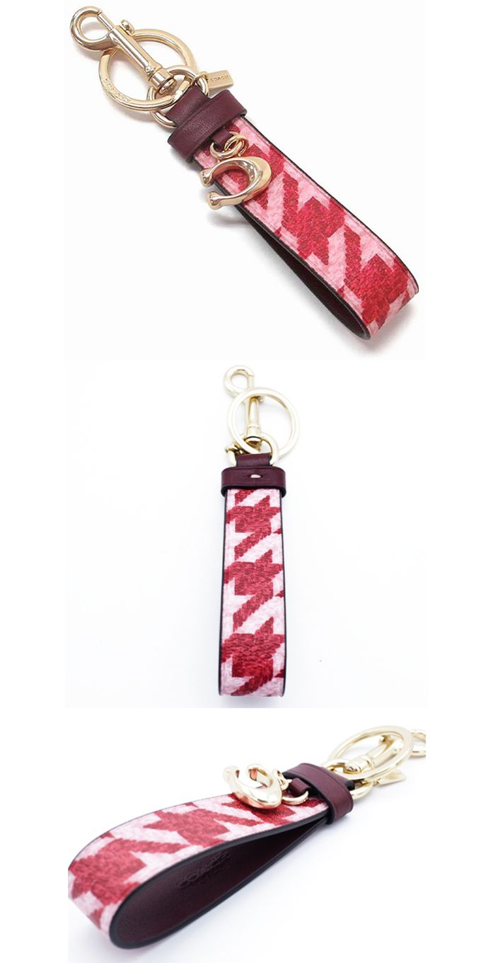 COACH - 印花皮革鑰匙圈 (紅配紅)