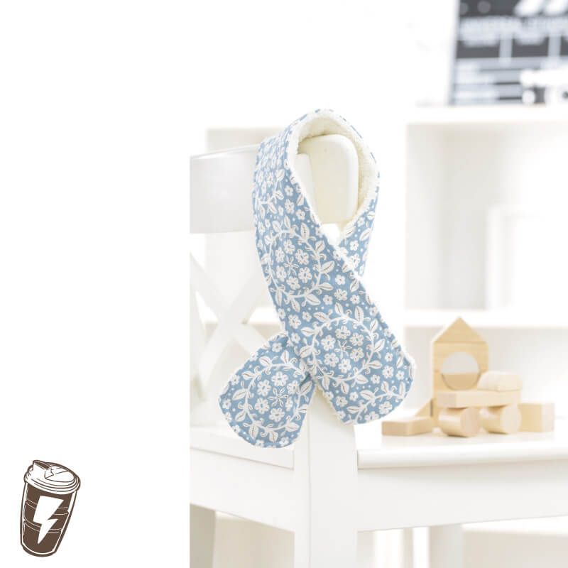 貝柔 Peilou - 貝寶兒童加絨暖毛圍巾_藍碎花