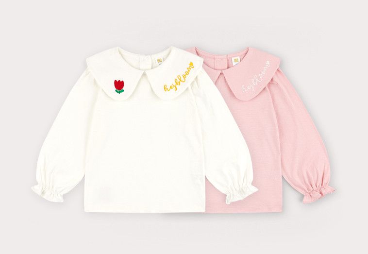 韓國 HEJMINI - 鬱金香領公主袖上衣-象牙白