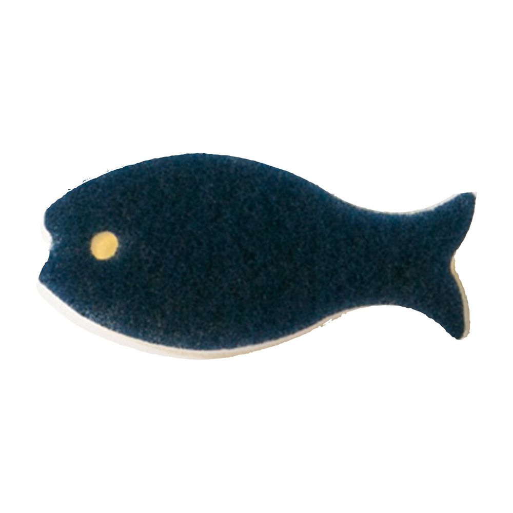 日本 MARNA - 超強起泡力 日本製小魚3層菜瓜布(大人色)-深藍