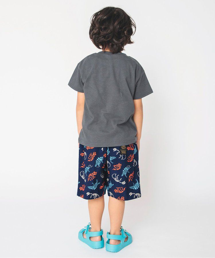 日本 BREEZE - 滿版印花腰束口休閒短褲-圓點-炭黑