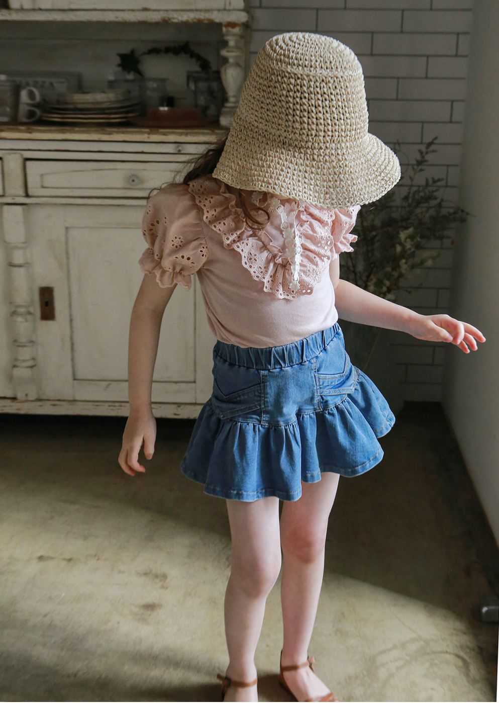 韓國 PuellaFLO - (現省50元)青春洋溢套裝-粉紅上衣X深藍裙