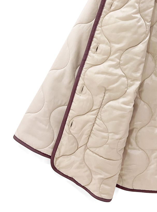 日本 GRL - 波浪衍縫鋪棉外套-米