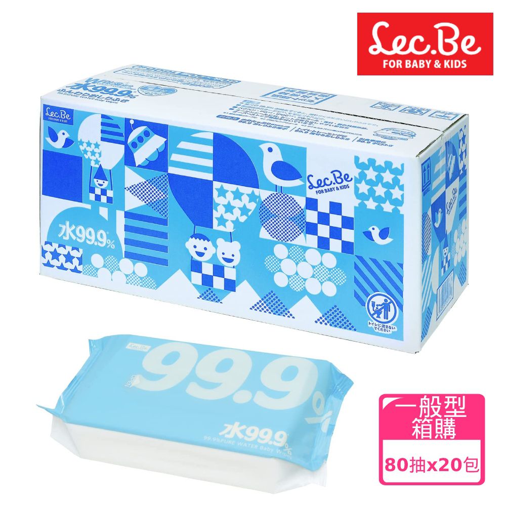 日本 LEC - 純水99.9%濕紙巾箱購80抽x20包入