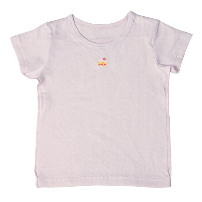 akachan honpo - 短袖圓領上衣2件組蓬鬆棉-芭蕾舞者&蛋糕-紫色