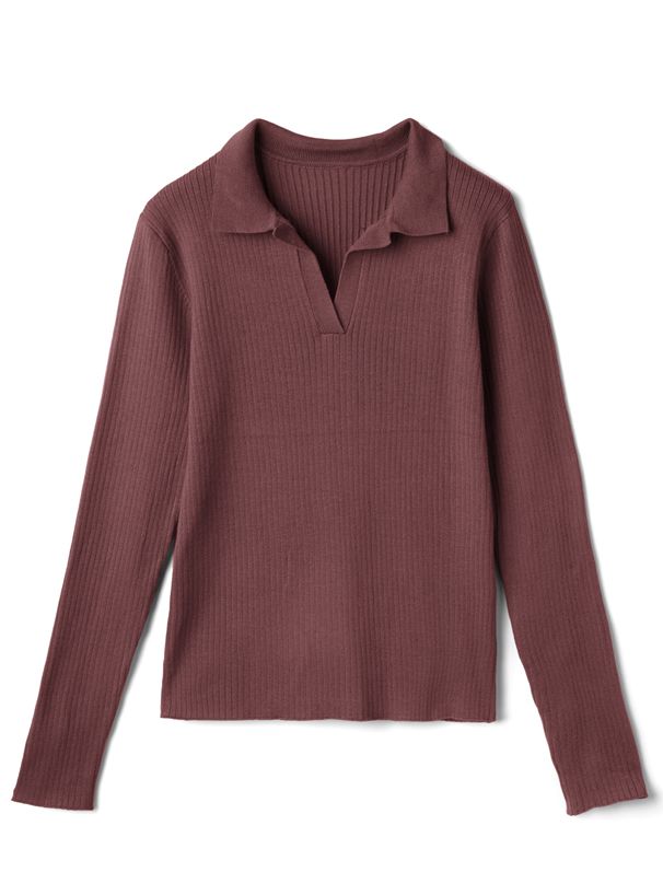 日本 GRL - 率性羅紋薄針織上衣-知性黑