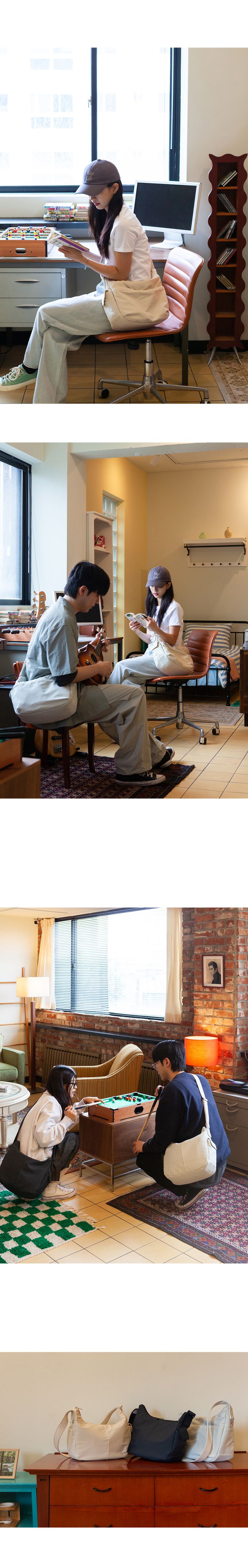 韓國 ithinkso - 韓系極簡風格拉鍊斜背包-米杏 (31X25X13CM)