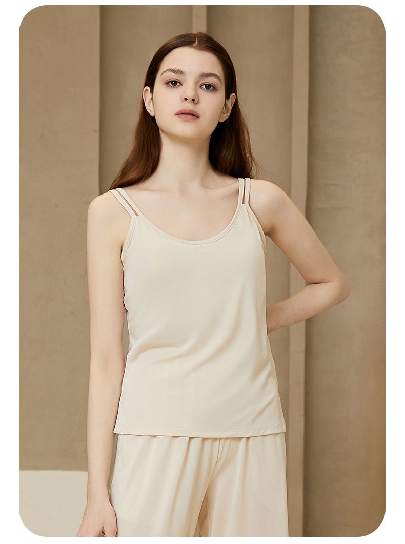 ALWAYS - 棉柔吊帶背心(附胸墊)-黑色