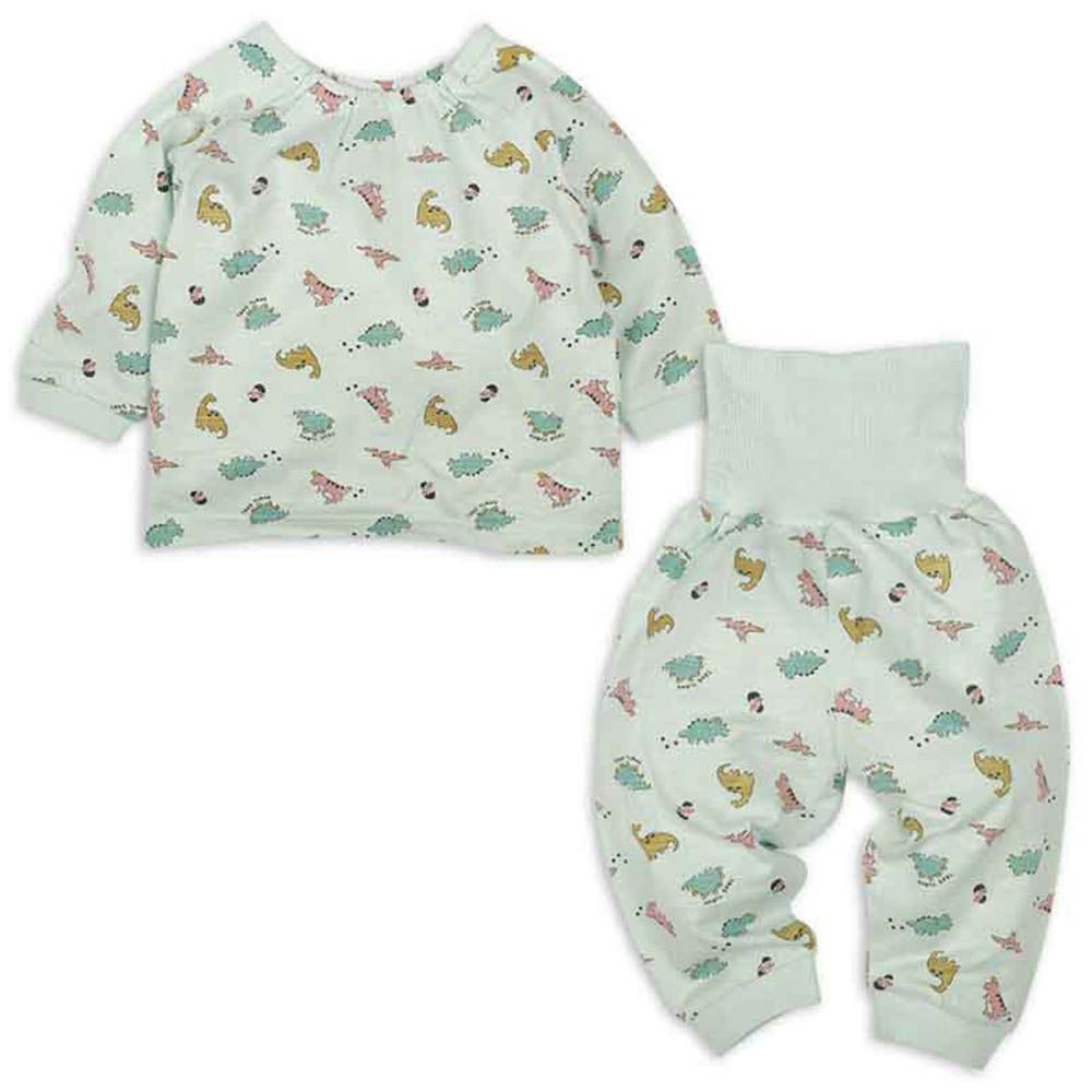 長袖家居服 穿衣練習-套頭式 恐龍-淺綠色