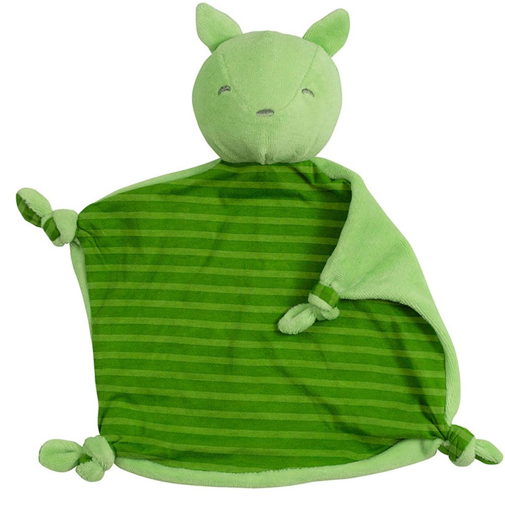 美國 green sprouts 小綠芽 - 寶寶有機棉玩偶安撫巾-條紋綠熊