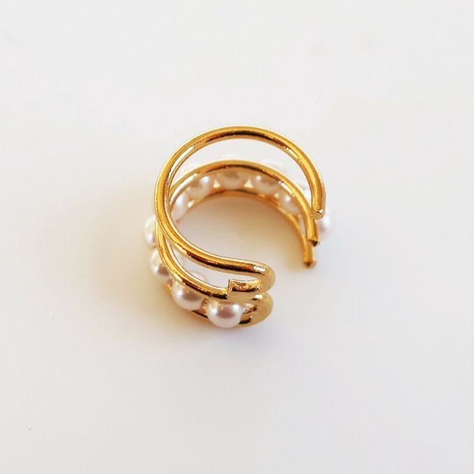 日本 Melody Accessory - 日本製 小巧珍珠線條耳骨夾-玫瑰金