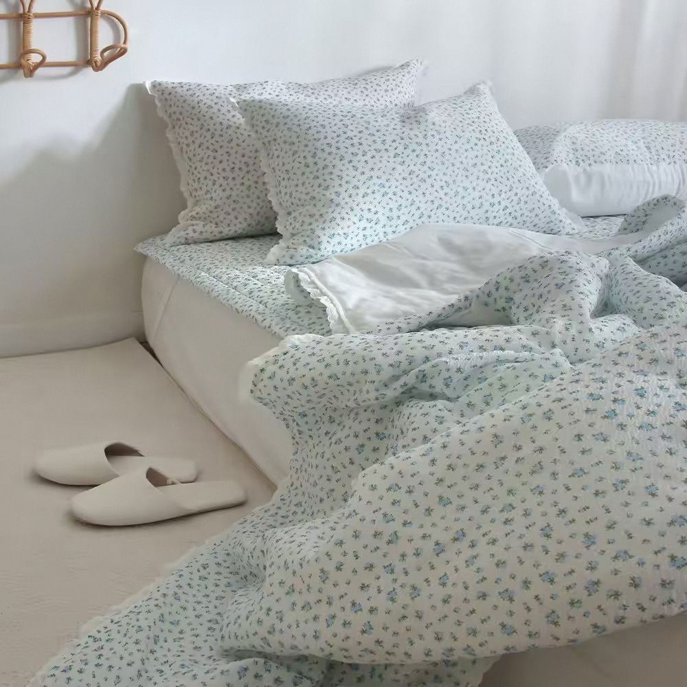 Annecy雪波紋夏季被單/韓國被/涼感被/透氣被/雙面被-文青藍