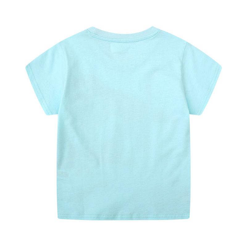 Jumping meters - 棉質圓領短袖上衣-恐龍朋友-淺藍色