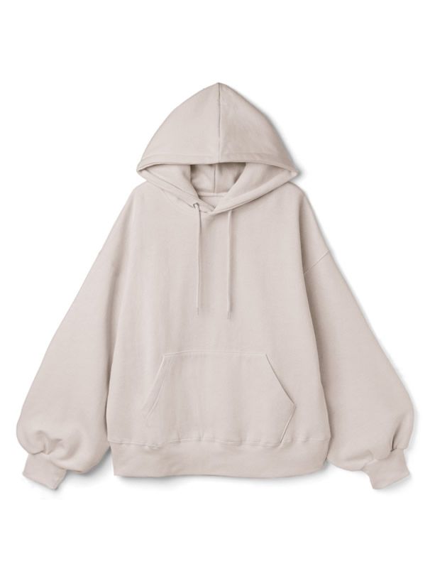 日本 GRL - 休閒舒適刷毛保暖帽T-灰米 (F)