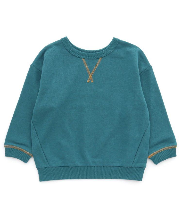 日本 BREEZE - 正反OK！裏毛圓領縫線長袖上衣-橘