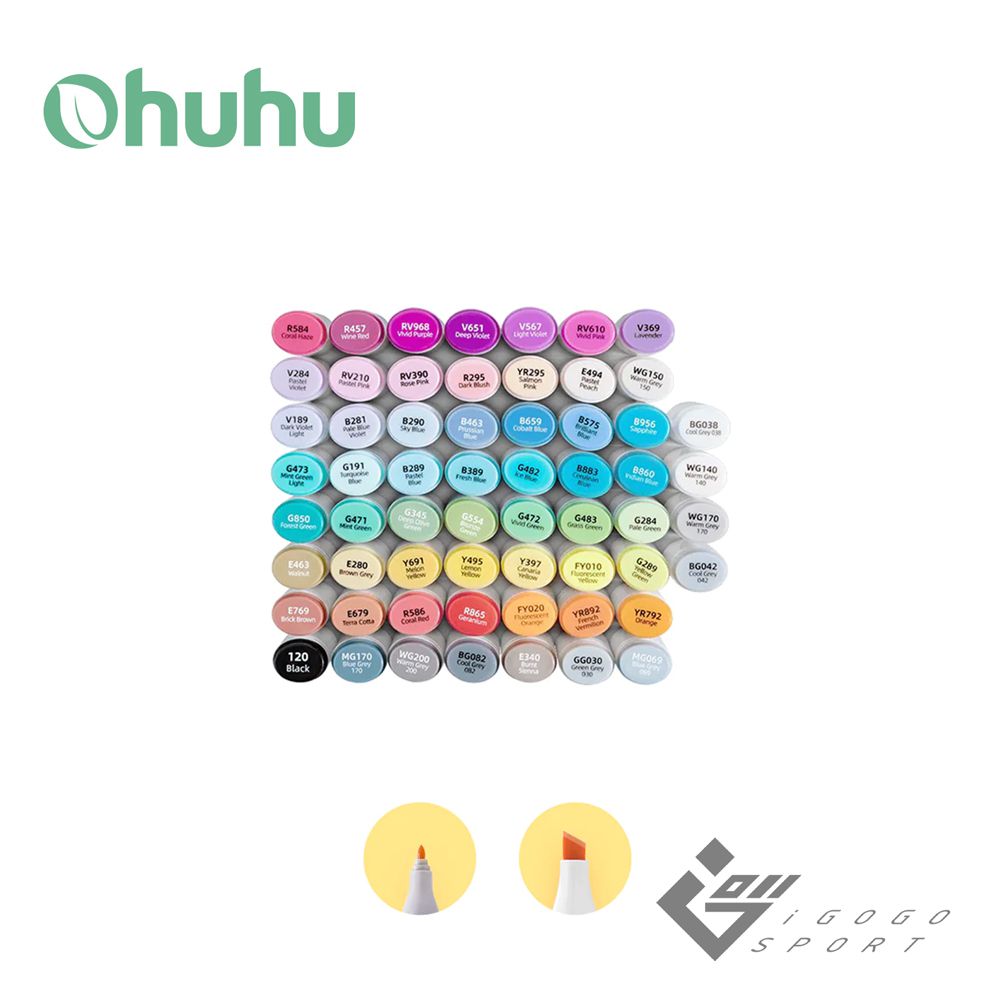 Ohuhu - Oahu  60色雙頭酒精性麥克筆套組