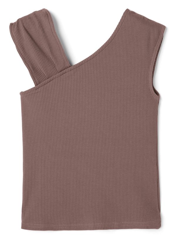 日本 GRL - 不對稱羅紋彈性無袖上衣-水藍