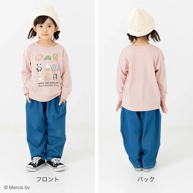 日本 Chil2 - 限定聯名 米飛兔印花長袖上衣-立體刺繡-酒紅