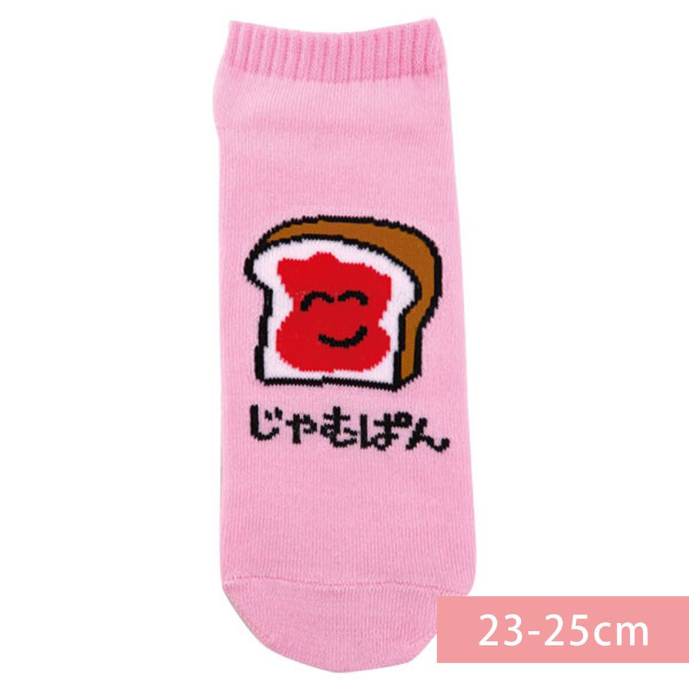 日本 OKUTANI - 童趣日文插畫短襪-果醬吐司-粉紅 (23-25cm)