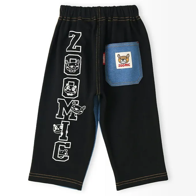 日本 ZOOLAND - 背後熊熊logo側條紋休閒長褲-海軍藍