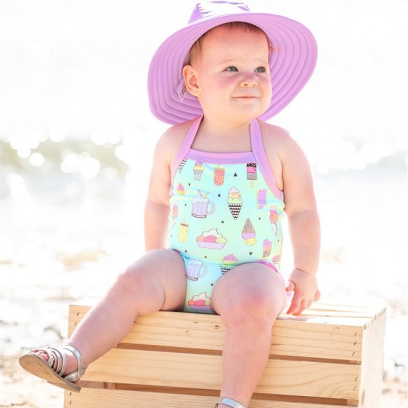 美國 RuffleButts - 小女童UPF 50+防曬無袖連身泳裝-夏日派對