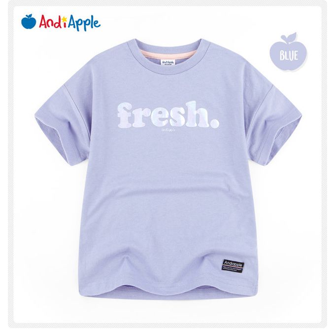 韓國 AndiApple - 銀色字母印短袖套裝-fresh-灰藍