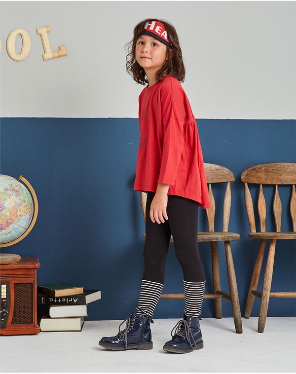 麗嬰房 Little moni - 羅紋拼接內搭褲-黑色