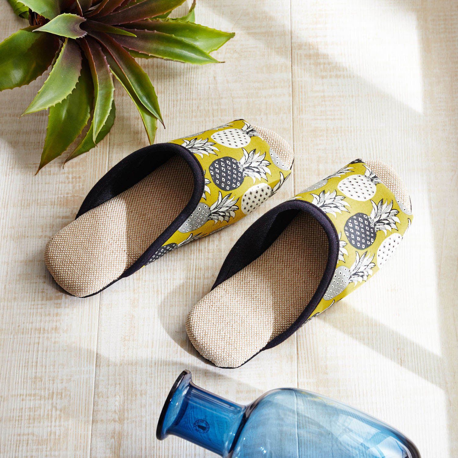 日本千趣會 - 時尚花樣可機洗室內拖鞋-花草-紫紅系 (M(23-25cm))