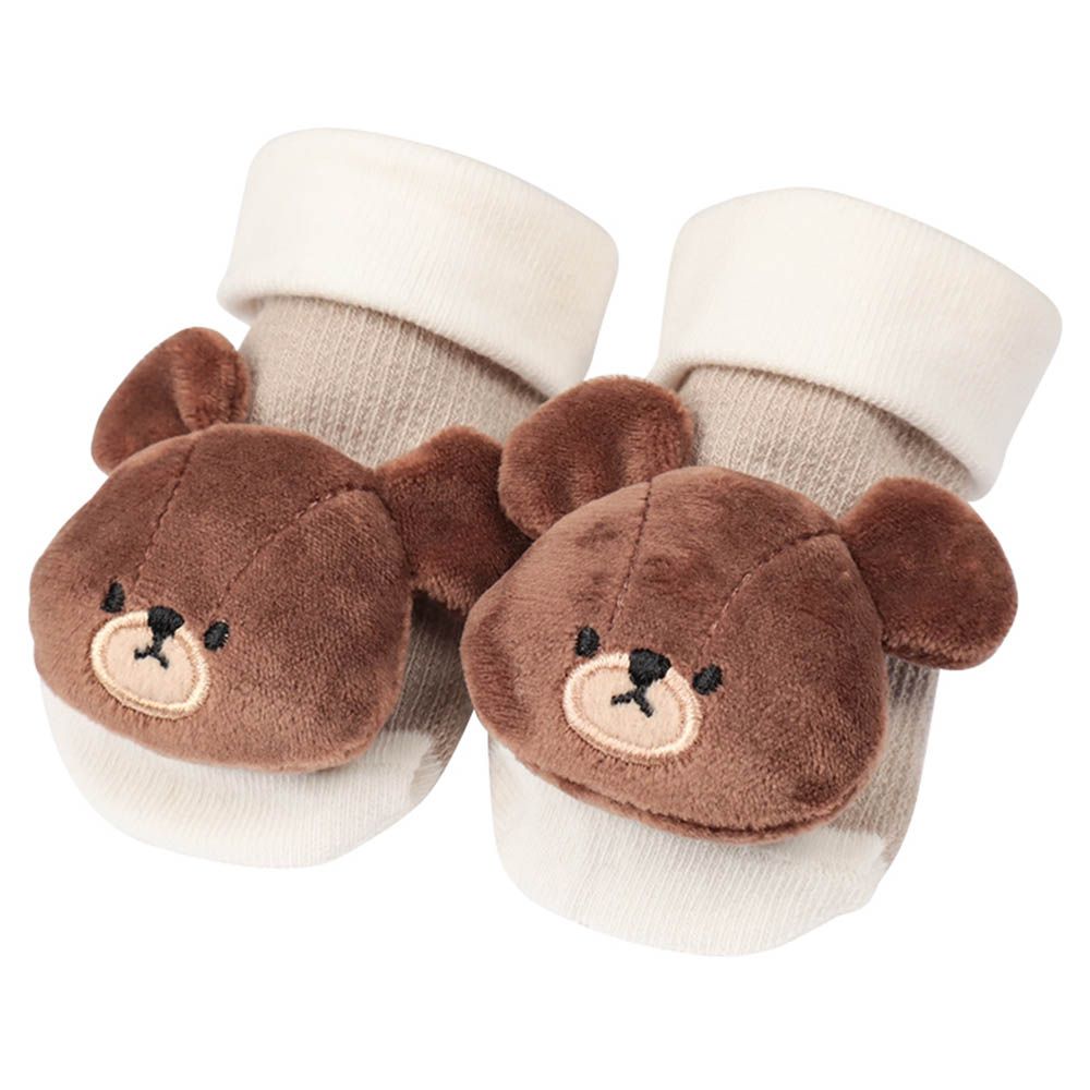 新生兒造型襪-小熊學校-淺卡其色 (7~9cm)