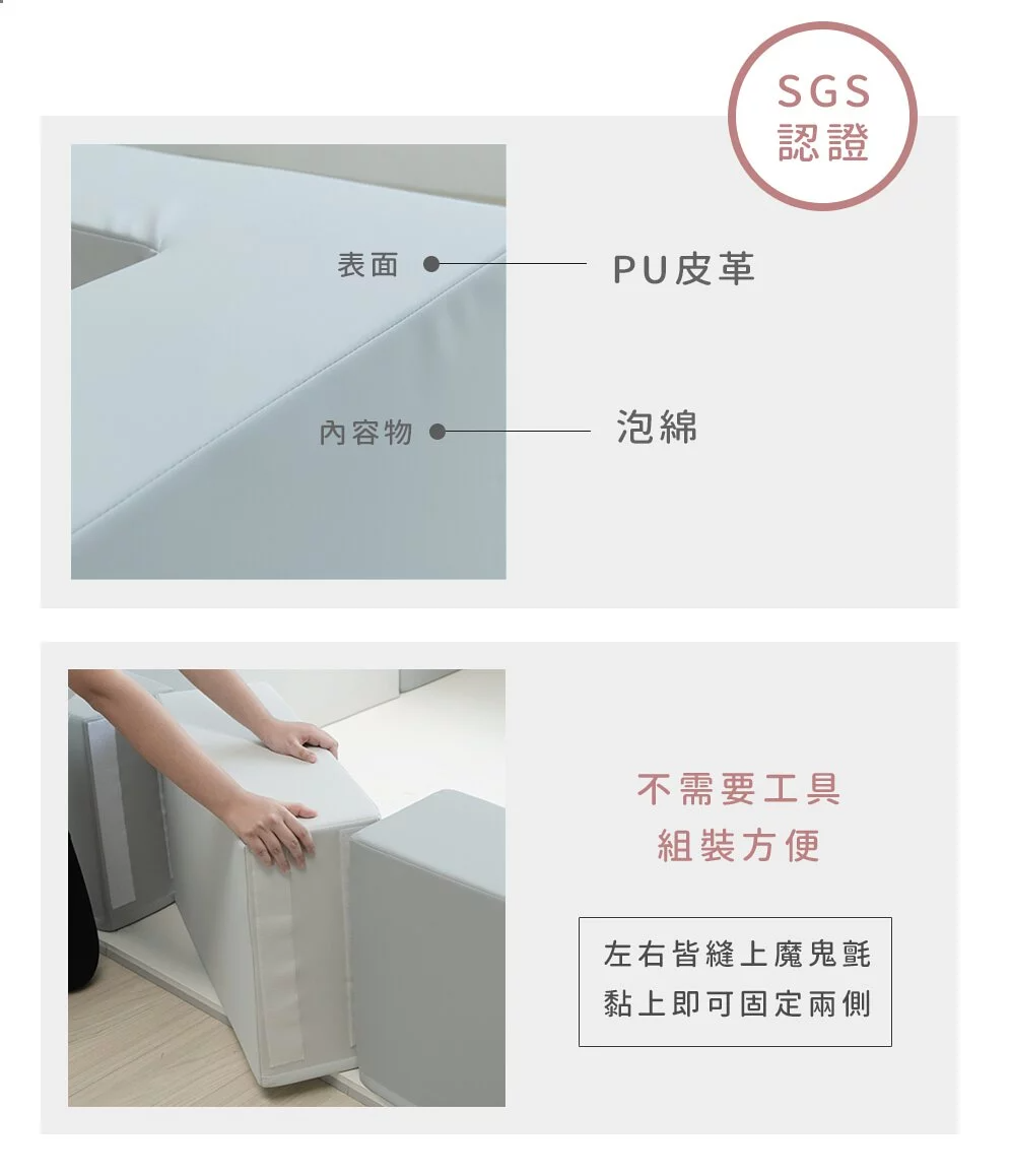 Pato.Pato - Hipopo方塊遊樂圍欄+雙色地墊安心組-可可&奶茶-圍欄6入(L型x4+I型x2)＋60x60x2cm地墊6片(附贈邊條x12)