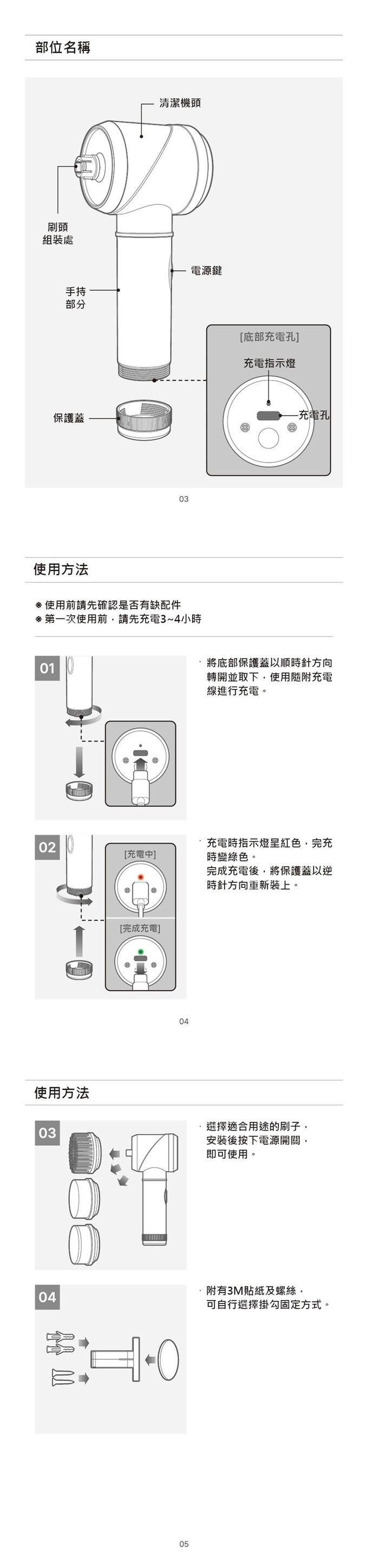 韓國OA - VOAR 萬用無線電動清潔機 專用刷頭三件組