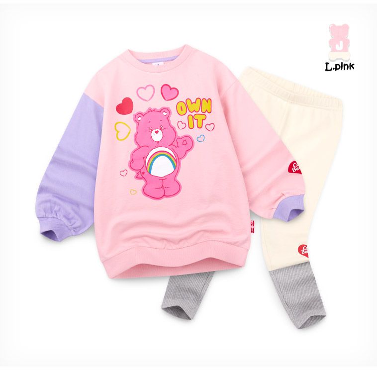 韓國 Jelispoon - (聯名款)彩虹熊長版內搭套裝-粉X米