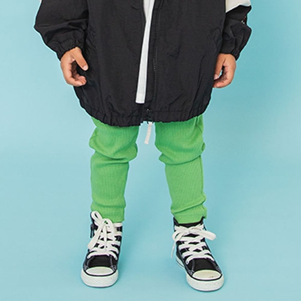 DAISUKI 羅紋彈性九分褲-草地綠