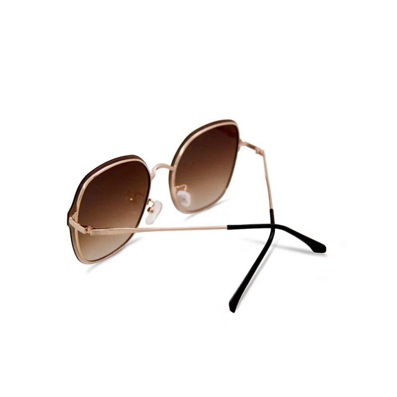 ALEGANT - 輕時尚漸層橄欖棕果凍透視金屬鏡框設計墨鏡│UV400太陽眼鏡